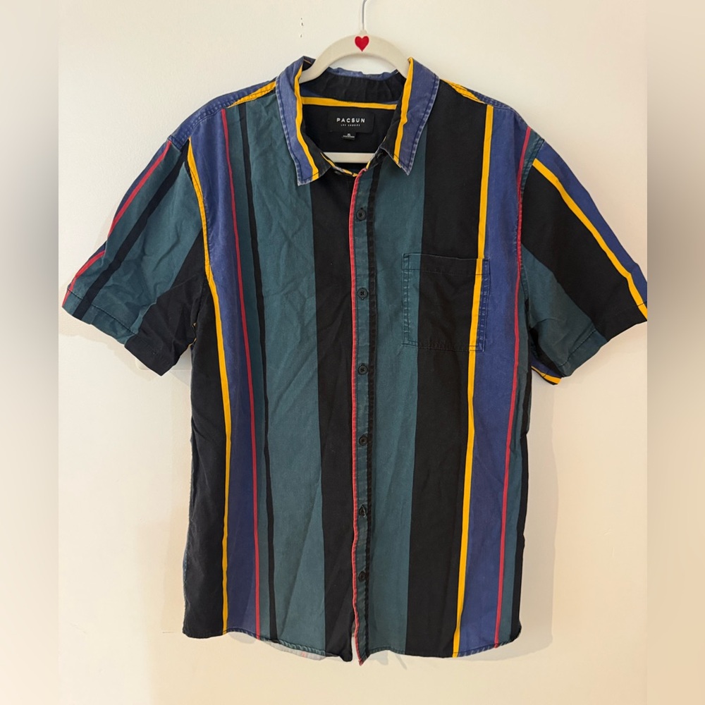 PacSun Black and Blue Casual Button Down Shirt